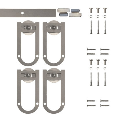 Mini ensemble de quincaillerie de porte de grange à double rail Horseshoe (porte non incluse)