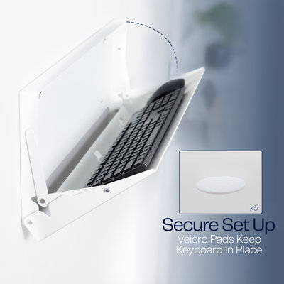 VIVO White Flip Down 24 inch Keyboard Tray Wall Mount with Mouse Pad