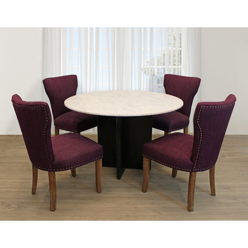 Ensemble repas pour 4 personnes Aryhanna Venice, Mauve / Brun foncé