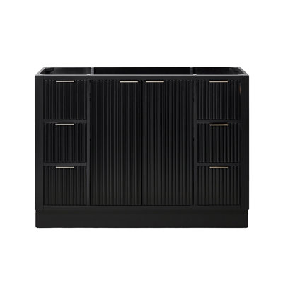 Haun 48'' Solid Wood Single Bathroom Vanity Base Only, Base Cabinet without Top in Black