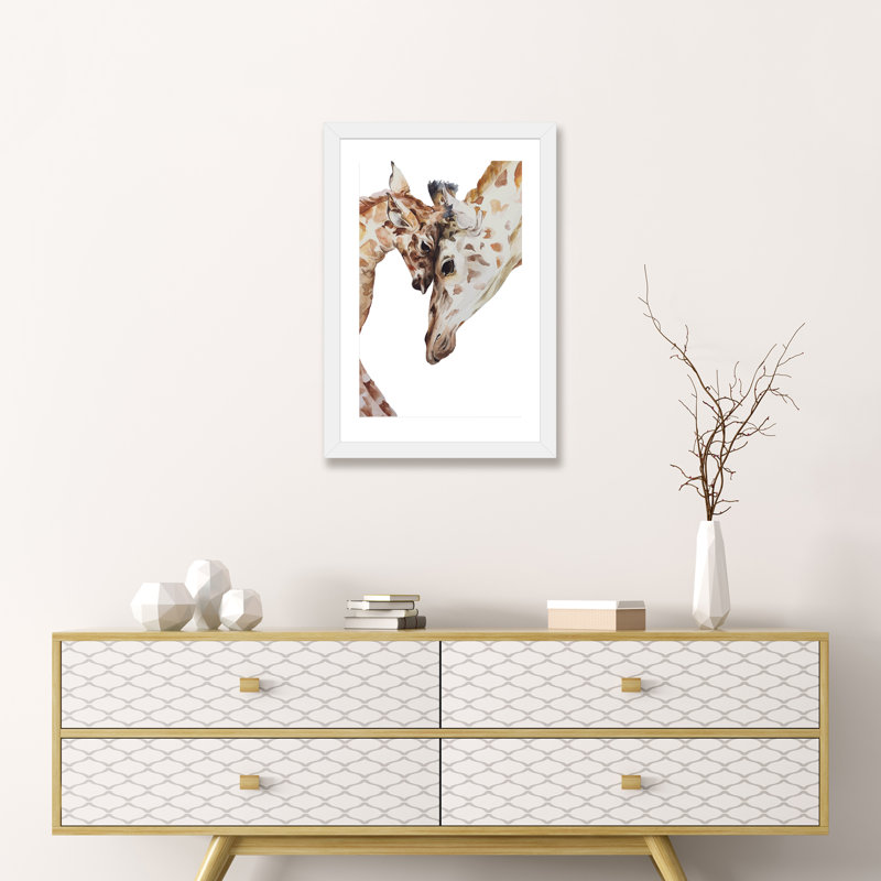 Girafe, H 24 po x l 16 po x P 1 po, Papier encadré blanc
