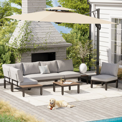 Parasol en porte-à-faux 120 po avec manivelle Stefannie, base incluse