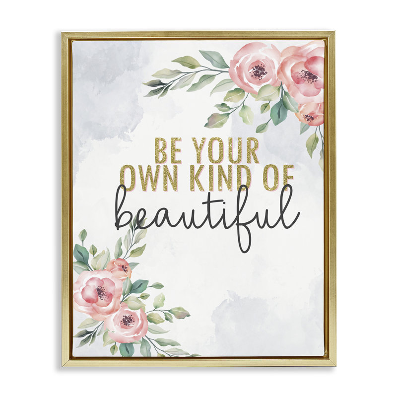 «Own Kind of Beautiful», art mural encadré sur toile flottante dorée, design par Kim Allen, H 21 po x l 17 po