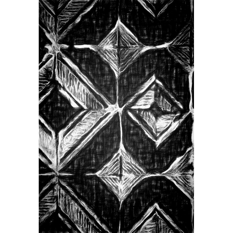 S Croquis de diamants noirs - reproduction sur toile tendue, H 18 po x l 12 po