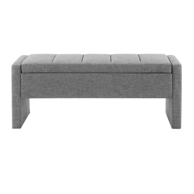 Modern Upholstered Bed End Bench With Storage, Linen Fabric Foot Rest Stool, Comfy Window Vanity Bench For Living Room, Bedroom, Dorm & Coffee Table