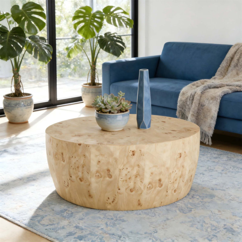 Table basse à tambour moderne entièrement industrielle avec rangement à deux niveaux, parfaite pour la maison et la cuisine