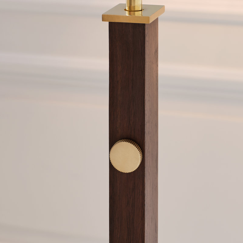 Copse Task Floor Lamp, Antique Brass/Dark Walnut, Gold