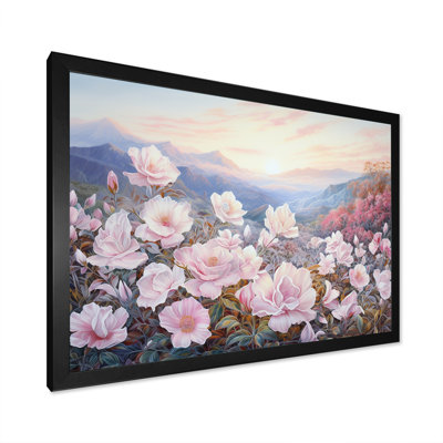" Pink Roses Field In Mountain "