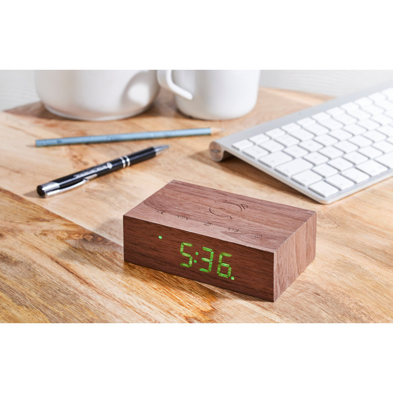 Digital Manufactured Wood Electric Alarm Tabletop Clock, Walnut