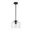 Luminaire suspendu 1 lumière Brielle noir avec abat-jour en verre glacial