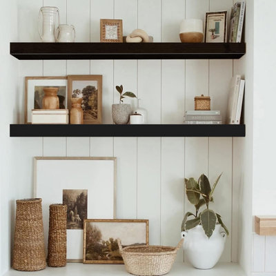 Bathroom Shelves Long Wall Shelf Large Extra Long Set Of 2, (008-120B)