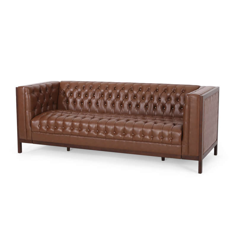 Arely 79'' Faux Leather Sofa, Cognac Faux leather