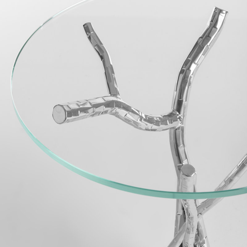 Brindille Glass Top Accent Table, Sterling