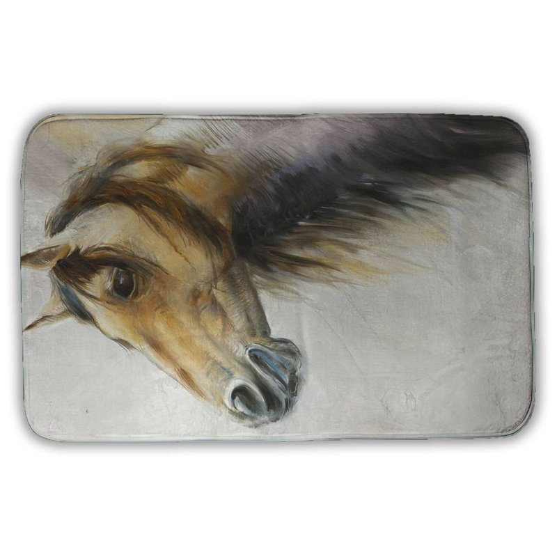 Wild horse Bath Mat with Non-Slip Backing - Quick Dry Memory Foam Bathroom Rug - Absorbent - Modern Plush Spa-Style - Machine Washable