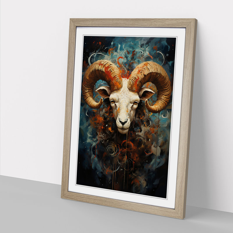 Aries Zodiac Expressionism - Framed Print, Oak Framed, 46cm H x 34cm W x 2cm D