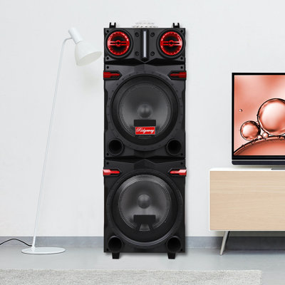 Haut-parleur Bluetooth 9000W, double caisson de basses, égaliseur de basses, microphone de karaoké à distance, éclairage ambiant
