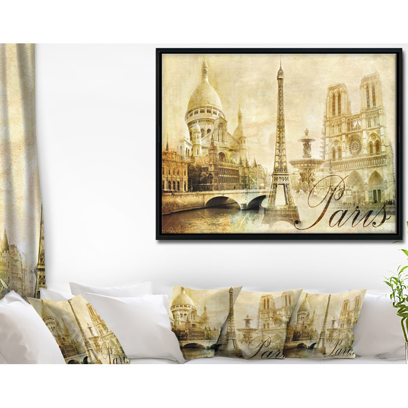 Paysage urbain «Old Beautiful Paris», impression, H 30 po x l 40 po x P 1,5 po, Toile avec cadre flottant