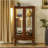 Curio Cabinet Lighted Curio Diapaly Cabinet With Adjustable Shelves And Mirrored Back Panel, Tempered Glass Doors (Walnut, 3 Tier), (E26 Light Bulb Not Included)-1309066825