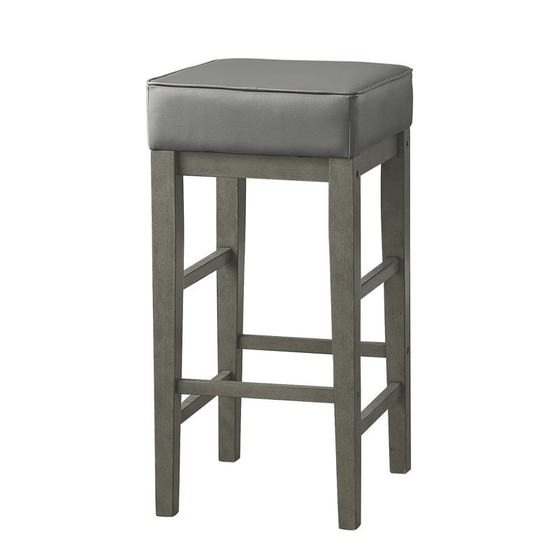 Drexil Upholstered Counter Stool with Solid Wood Frame, Bar Stool (30.5” Seat Height), Gray, Gray