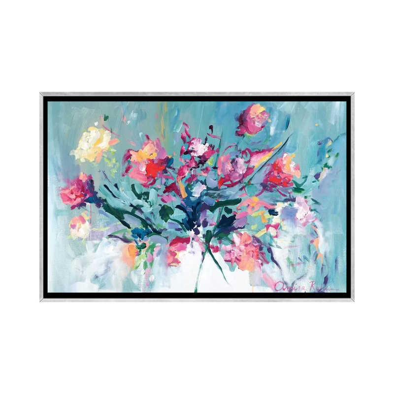 Courage to Bloom par Amira Rahim - reproduction d'art, H 26 po x l 40 po, Toile encadrée, Argent argent