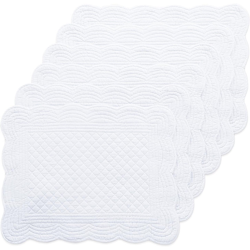 White Quilted Cotton Rectangular Placemats (Set of 6)