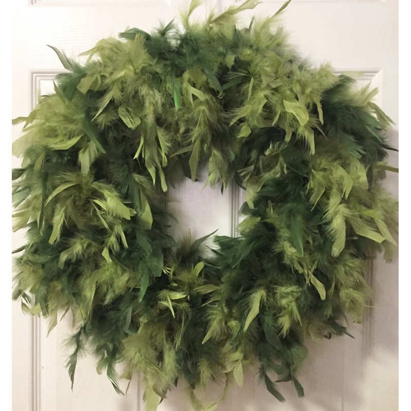 Couronne de plumes 23 po, Rouge / Vert, H 23 po x l 23 po x p 2 po