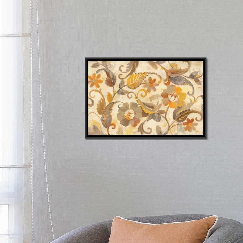 « automne jardin », reproduction d’art sur toile, H 18 po x l 26 po x P 1,5 po, Toile avec cadre noir, Pas de tapis