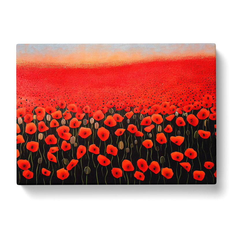 Adventurous Poppy Field Flowers - Wrapped Canvas, 50cm H x 76cm W x 3cm D