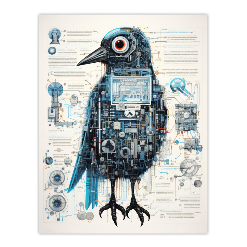 Wall Art Print Blackbird Robot Hybrid Secret Military Schematic Futuristic Complex Arcane Manuscript Gift For Cave Poster