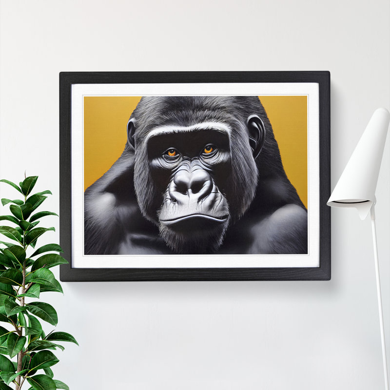 XH1022-6098X Modern Gorilla Vol.5 - Single Picture Frame Print, Black, 46cm H x 64cm W x 2cm D