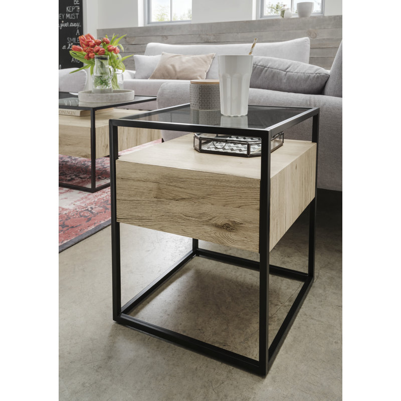 Dilan Glass Top Frame End Table