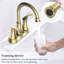 Robinet de salle de bain 2 brossé or brossé - lavabo de meuble-lavabo 4 pouces, bec pivotant à 360 degrés, bonde escamotable et tuyaux d'arrosage, empreinte digitale, option d'économie d'eau 2 poignées, revêtement anticorrosion, robinet d'évier élégant-121628090