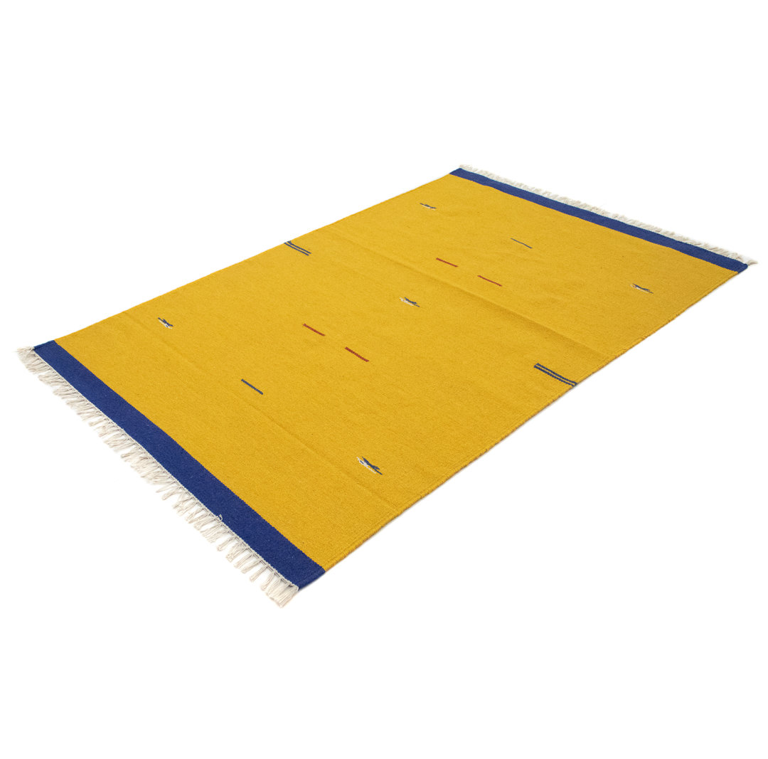 Handmade Kilim Wool Yellow Indoor/Outdoor Rug