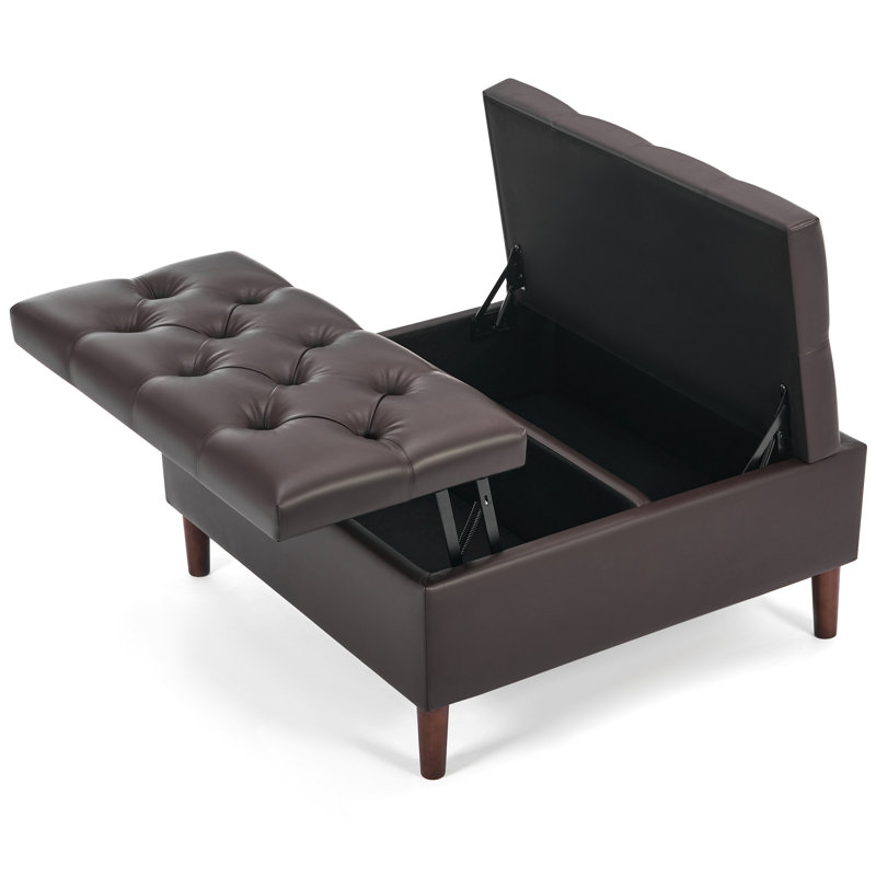 Table basse avec repose-pieds carré 35 "avec grand rangement