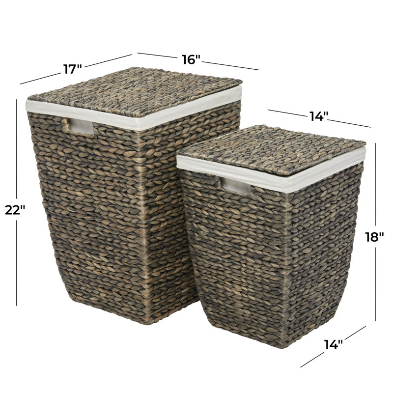 Ensemble de 2 paniers en ruppie maritime, Brun foncé, H 22,1 po x l 17,15 po x P 15,75 po