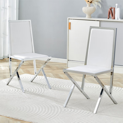 Ergonomic Dining Chairs, Pu Leather Metal Frame Modern Kitchen Home Set