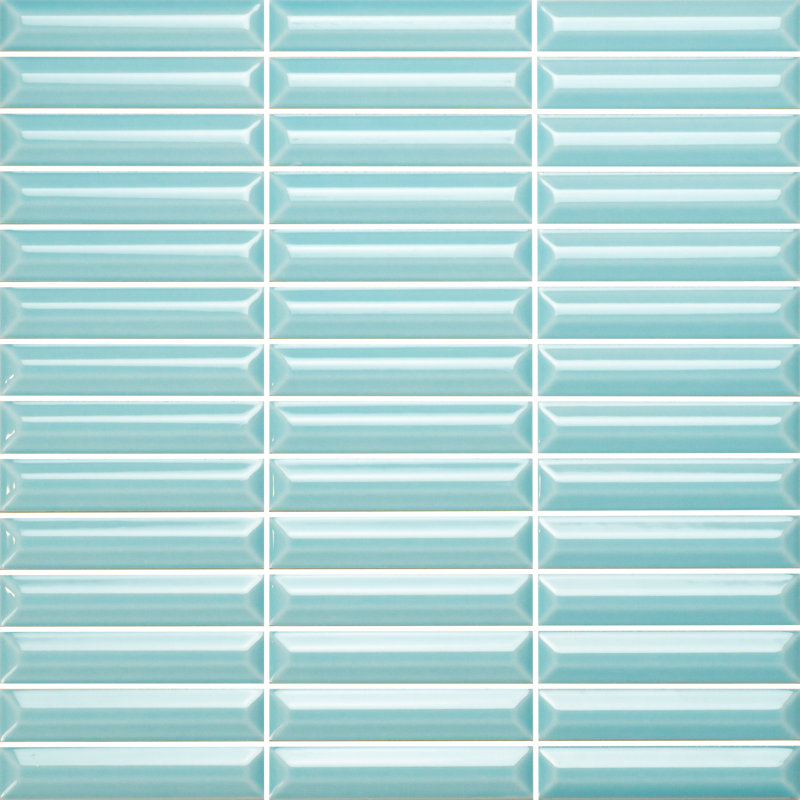 Hashi 4" x 12" Kit Kat Fluted Glossy Wall Tile, Turquoise
