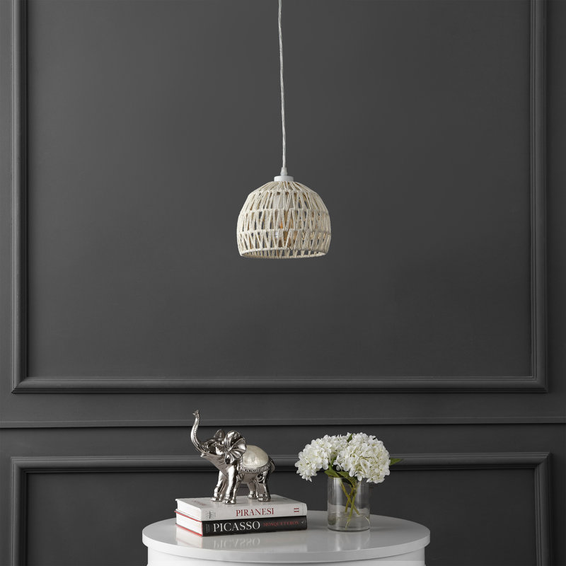 Khorawa 1 - Light Single Dome Pendant, Cream, 8.5" H x 8.25" W x 8.25" D, White
