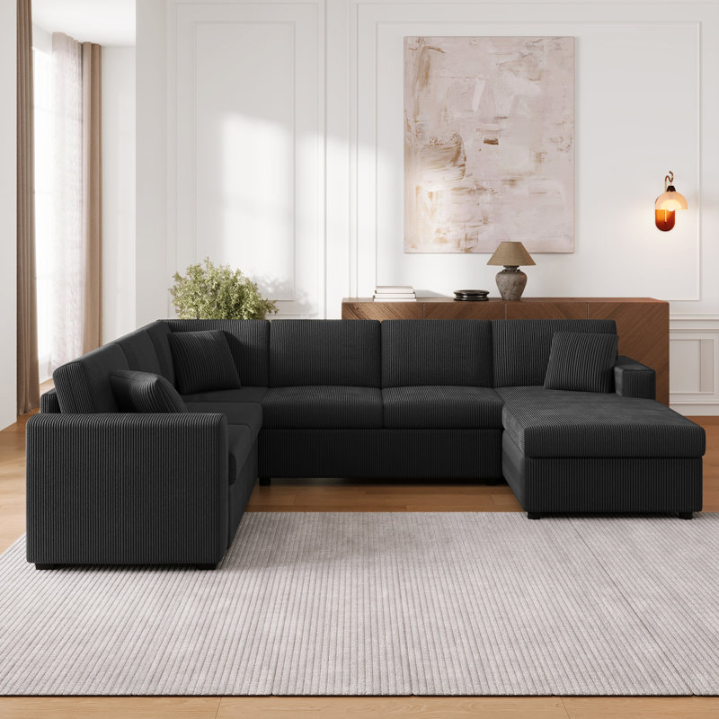 Convertible Sectional Sofa Bed, Black