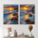 Photo panoramique de la plage rocheuse au lever du soleil III - Bord de mer, reproduction murale 2 pièces