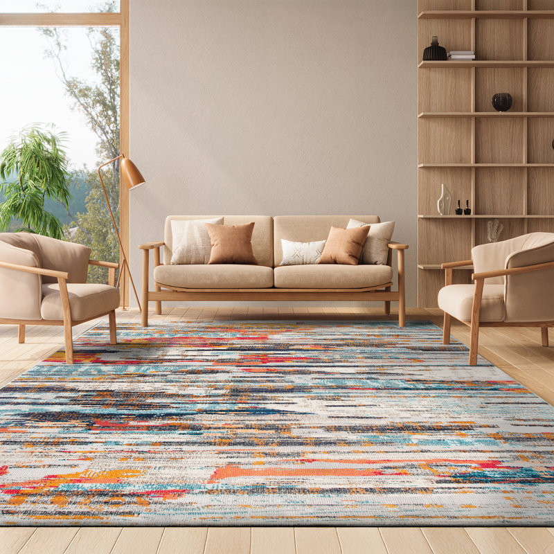 Riccio Abstract Ivory/Multi Area Rug, Rectangle 8' x 10'