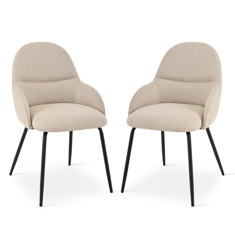 Antin Modern Upholstered Dining Chair with Armrest, Beige Linen