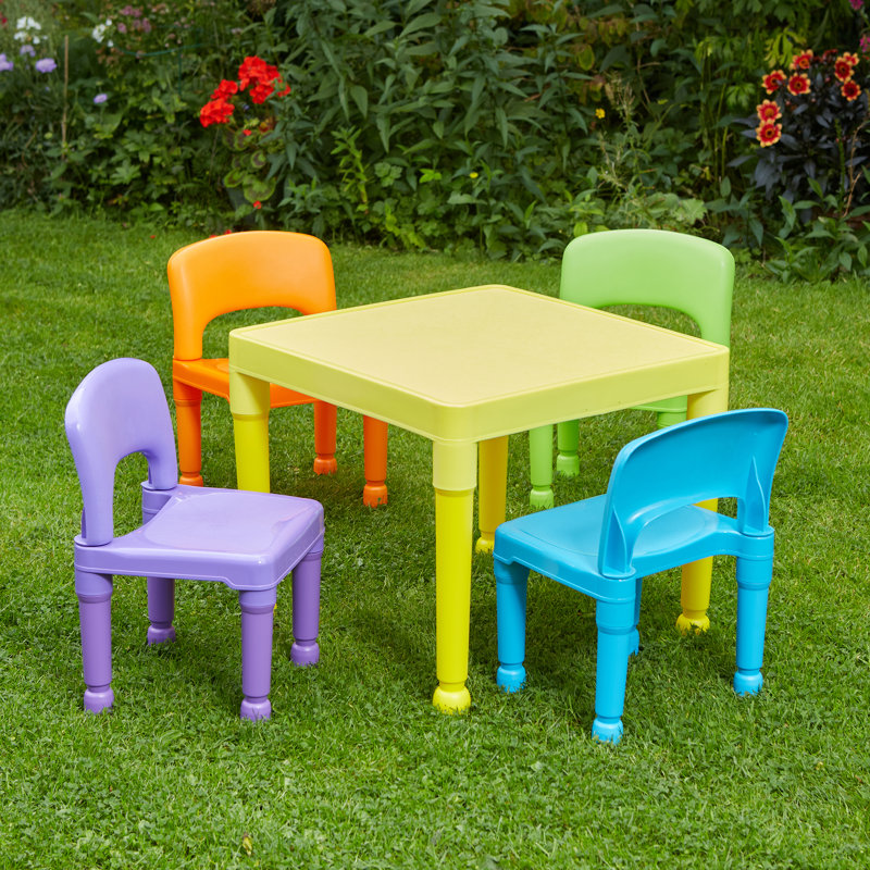Children's Multicoloured Table and Four Chairs Set
