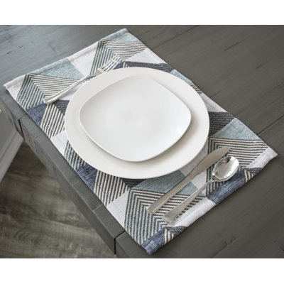 Fellman Blue & Gray Chenille Placemat (13"x19")