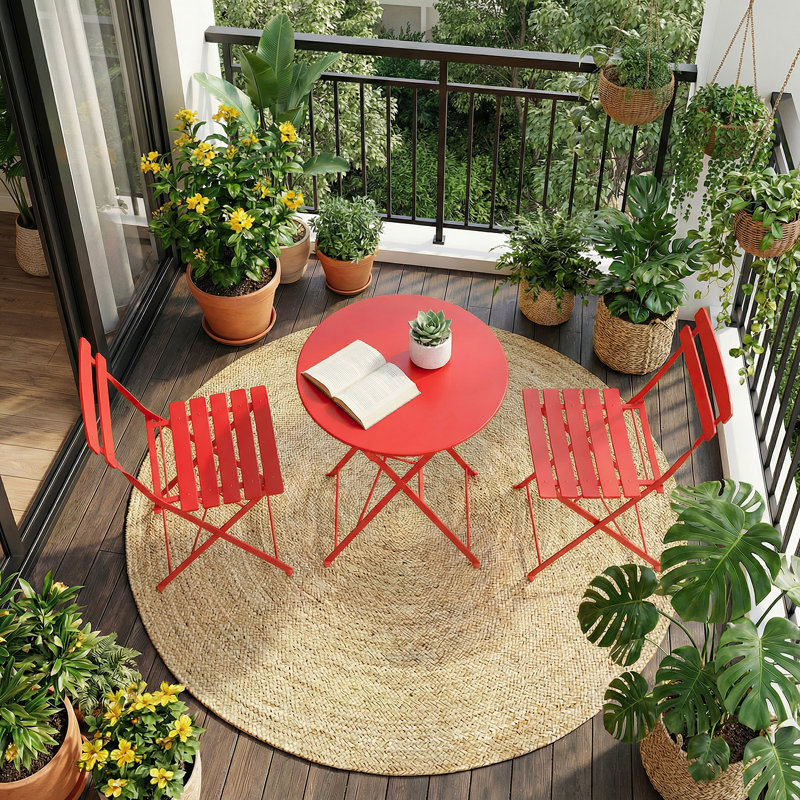Steel Dining Set, Red, Red, Red, Red