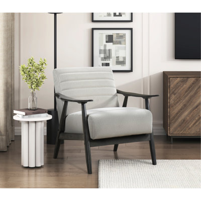 Chaise transitionnelle en velours de couleur perle, bois massif gris foncé, chaise de salon décontractée de 28,66 lb avec revêtement en perle et structure en bois massif pour une maison élégante