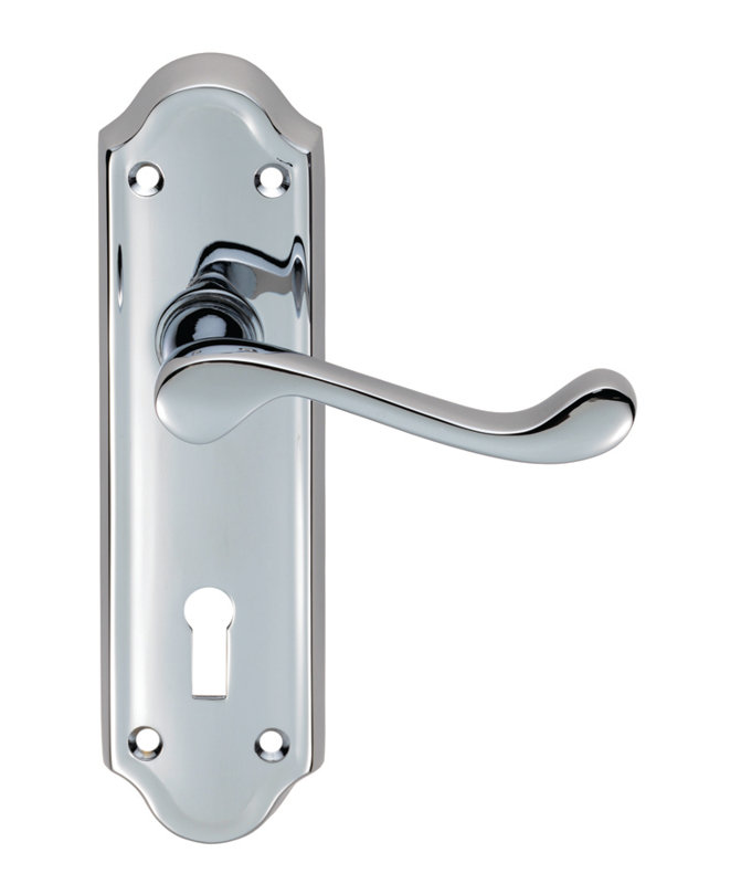 Ashtead Lock Door Handle, Polished Chrome