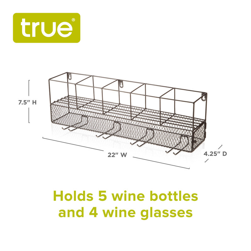 Black Wall Mounted Wire Wine Shelf with Cork Cage