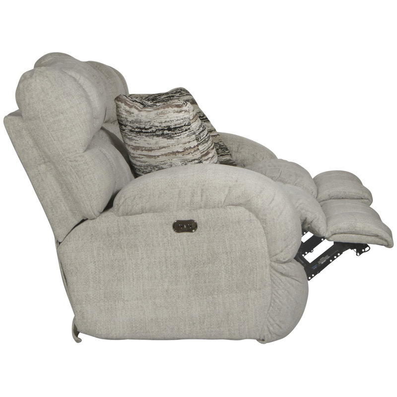 Causeuse inclinable à accoudoirs coussinés de 86 po Annaliisa, Polyester beige, Électrique