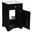 Meuble-lavabo compact de 20 pouces avec lavabo en céramique, structure en bois massif et tablette ajustable. Petit espace amélioré. Attrait moderne. Porte à fermeture en douceur, tablette. Porte-porte. Finition noire.-1847456979